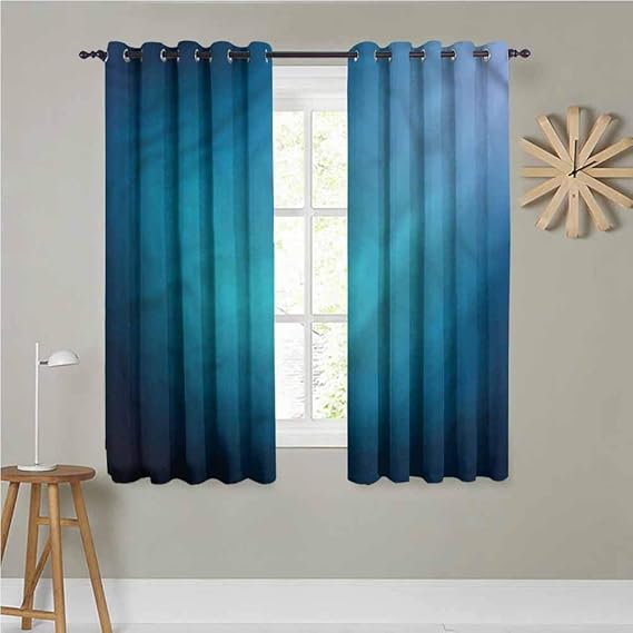 Navy Blue Print Curtains for Bedroom Curtain 46 x 90Inch,Set of 2 Ombre Style Background Great