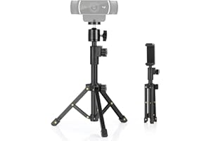 BILIONE Extendable Webcam Tripod Stand, for Webcam C920 C922 C930e C920S C920 C615 C960 C920x, Lightweight Mini Desk Tripod with 1/4" Thread