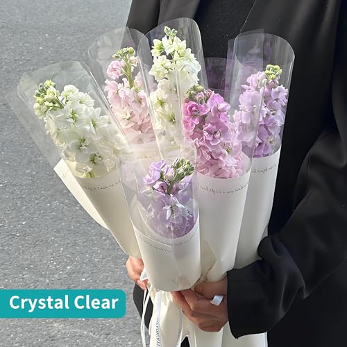 BUCOMTU 3 Mil Transparent Packaging Paper, 86 cm x 30 m, Transparent Plastic Roll, Suitable for Various Holidays and Occasions such as Valentine's Day, Christmas, Weddings