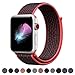 Yunsea Compatible for Apple Watch Band 42mm, New Nylon Sport Loop, with Hook and Loop Fastener, Adjustable Closure Wrist Strap, Replacment Band Compatible for iwatch, 42mm, Red Black