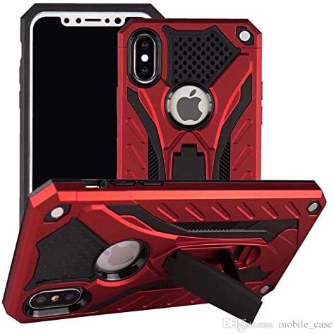 True Desire Tough Armor Back Cover Case Inbuilt Mobile Stand Military-Grade Drop Tested Shock Proof Defender case for iPhone XR(Red)