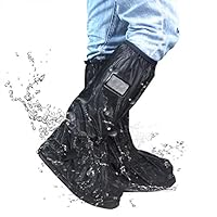 Frelaxy Waterproof Rain Boot Shoe Cover Reflector, Reusable & Foldable Rain Boots, Durable & Rainproof & Anti-Slip Rain Snow Gear Cycling Motorcycle Fishing Men Women Kids (Black, S)