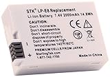 STK's Canon LP-E8 Battery Pack - 2000mAh for Canon Rebel T3i, T5i, T4i, T2i, EOS 600D, 550D, 700D, 650D, Kiss X5, X4, Kiss X6, Digital SLR and DSLR Cannon Cameras, LC-E8E Chargers, and BG-E8 grips