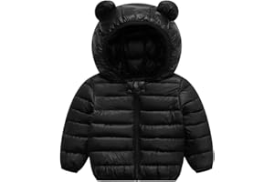 XMWEALTHY Baby Boys Girls Winter Coats Toddler Bear Hoods Down Jacket Infant Kids Light Puffer Padded Outwear 6M-3T