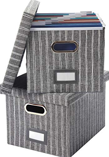Decorative File Storage Organizer Box Set of 2 - Portable Home & Office ...