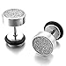INBLUE Men's 8mm Stainless Steel Stud Resin Earrings Black Silver Tone Tapers Plugs Tunnel