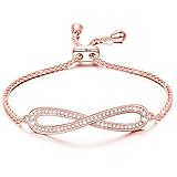 LadyColour Endless Love Bangle Bracelets Swarovski Crystals Rose Gold Fashion Jewelry for Women Christmas Gifts Ideas 2017 Xmas Gifts for Mom Grandma Birhtday Gifts for Wife Anniversary Gifts for Her