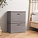 Large Linen Fabric Foldable Storage Container [2-Pack] with Removable Lid and Handles,Storage bin box cubes Organizer - Gray For Home, Office, Nursery, Closet, Bedroom, Living Room