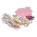 SmitCo LLC Little Girl Accessories - Play Jewelry Party Favors Set Of 10 Pre-filled Goodie Bags - 2 Neon Coil Bracelets, 1 Long Strand of Beads, 2 Emoji Rings and 1 Hair Piece, Total 60 Pieces