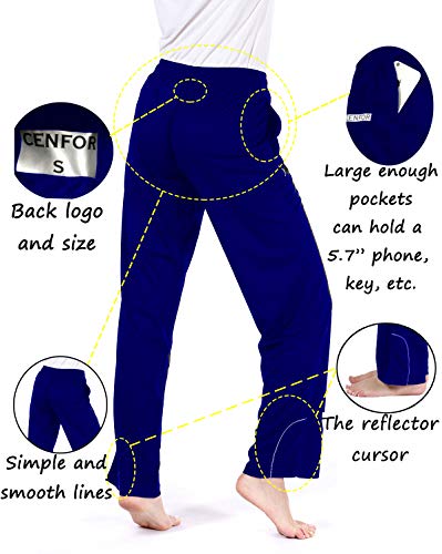 cenfor Women's Training Sweatpants Multifunctional Petite Workout Running Pants Yoga Hiking Baggy Jogging Pants Navy Blue Size Medium