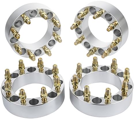HLZZ 4pcs Wheel Spacers Adapters Silver -2" Thickness-8 Lug-8x6.5/8x165-9/16x18 Studs