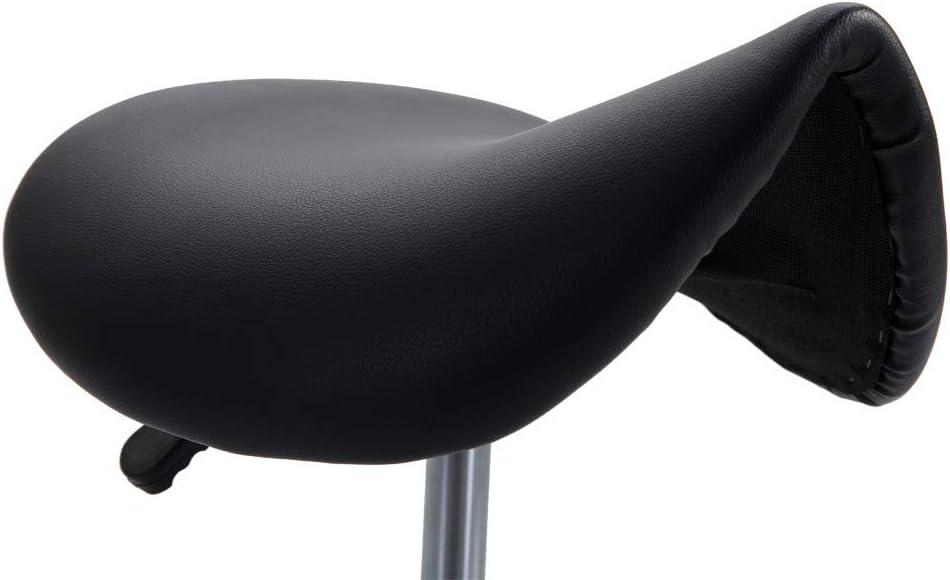 UTPO Saddle Stool Rolling Stool with Wheels Office Chair Adjustable Hydraulic Beauty Spa Salon Work Bench Bar Chair Black: Kitchen & Dining