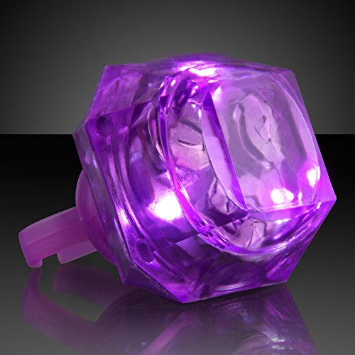 Purple Huge Gem Light Up LED Rings (Set of 24)