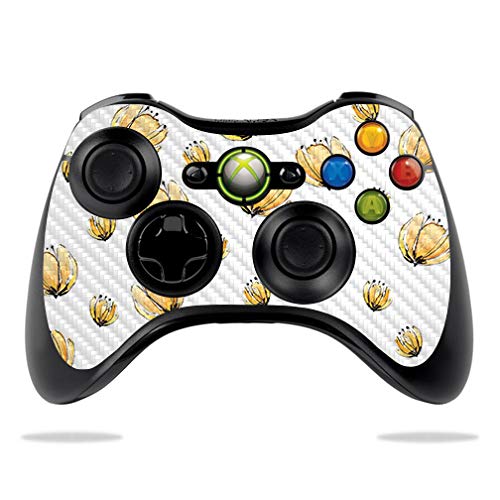 MightySkins Carbon Fiber Skin for Microsoft Xbox 360 Controller - Yellow Poppy…