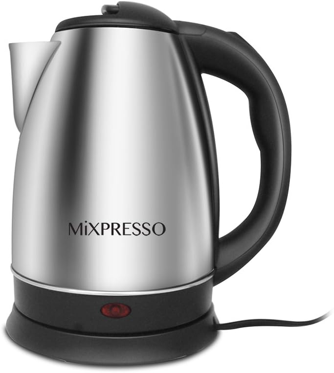 Electric Kettle - Rapid Boil & Cordless - by Mixpresso Coffee (Stainless Steel)