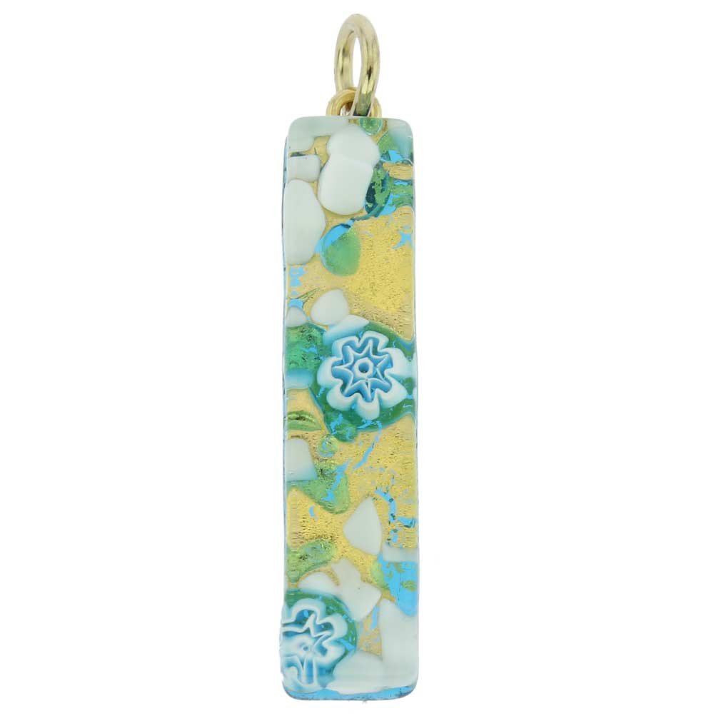 Glass Of Venice Murano Glass Venetian Reflections Stick Pendant - Aqua Gold