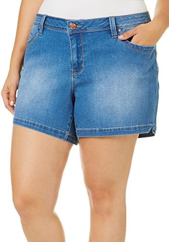 Royalty by YMI Plus WBB Mid-Rise Denim Shorts 20W Medium Denim Blue