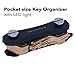 Lightweight Compact Key Organizer with Car Keychain Loop Fits Up to 10 Keys with LED Night Lights + 10 Noise Reducing Rubber Spacers - Adjustable Stylish Durable Aluminum Alloy Holder by Opulence