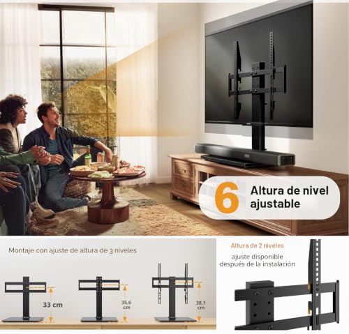Soporte Universal para TV, Sobremesa Soporte de TV para Pantallas de LCD LED de 27 a 55 Pulgadas, Soporte con Base de Vidrio Templado y Gestión de Cables, VESA 400 x 400 mm