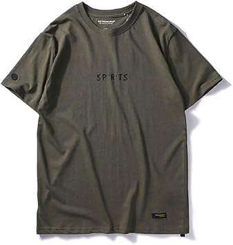 Amazon ファッションメンズベーシックコットンダブルステッチ半袖tシャツ グリーン 99 Snapshop シャツ