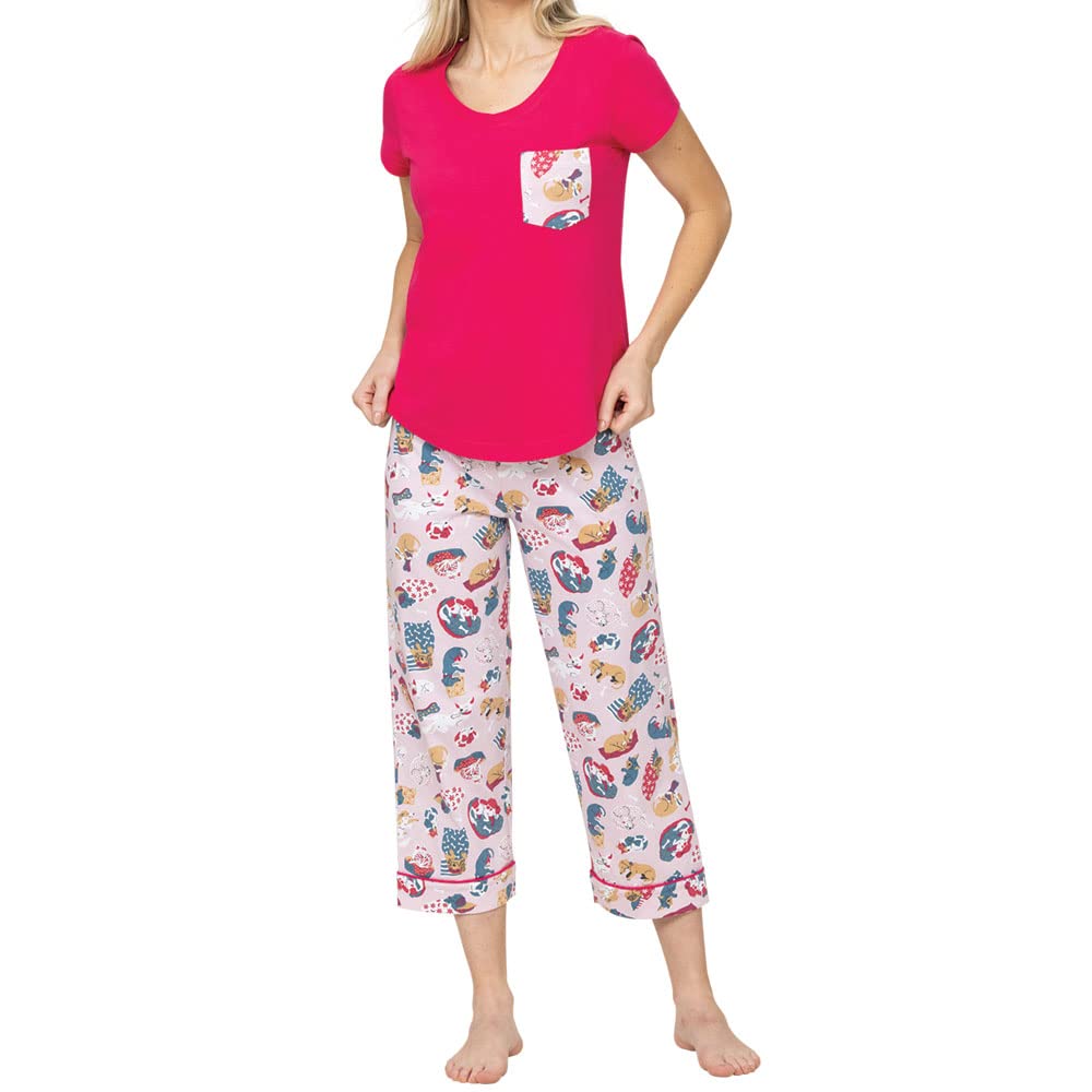 PajamaGram Women Pajama Sets - Cotton Pajamas For Women, Pink Dog, SM Image
