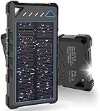 Solar Charger, BEARTWO 10000mAh Upgrade 2020 Solar Phone Charger, Ultra-Compact Portable Charger with Dual USB Backup Battery Pack, Solar Power Bank with Flashlight for Camping, Outdoor Activities