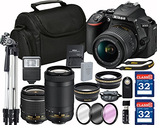 Nikon-D5600-DX-format-Digital-SLR-w-AF-P-DX-NIKKOR-18-55mm-f35-56G-VR-64GB-Memory-Accessory-Bundle--International-Version