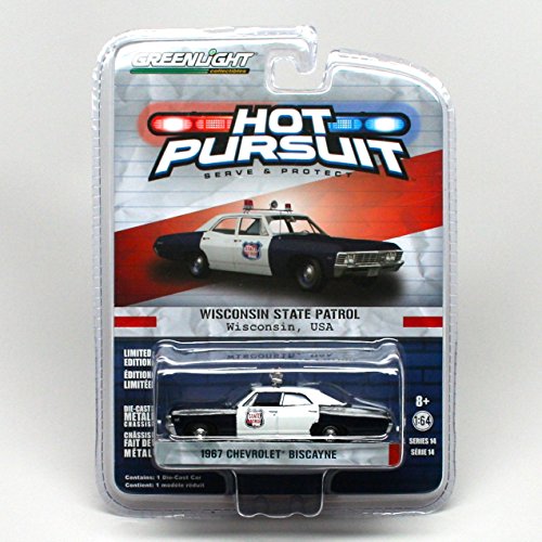 WISCONSIN STATE PATROL / 1967 CHEVROLET BISCAYNE * 2014 Hot Pursuit Series 14 * 1:64 Scale Limited Edition Die-Cast Vehicle