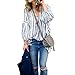 ZXZY Women Long Sleeve V Neck Hollow Out Floral Print Shirt Tops Long Blouse Tee, Medium, Blue