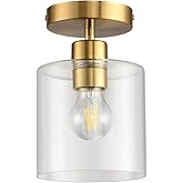 KLSS Modern Brass Semi Flush Mount Light Fixture for Entryway & Hallway, Gold Finish