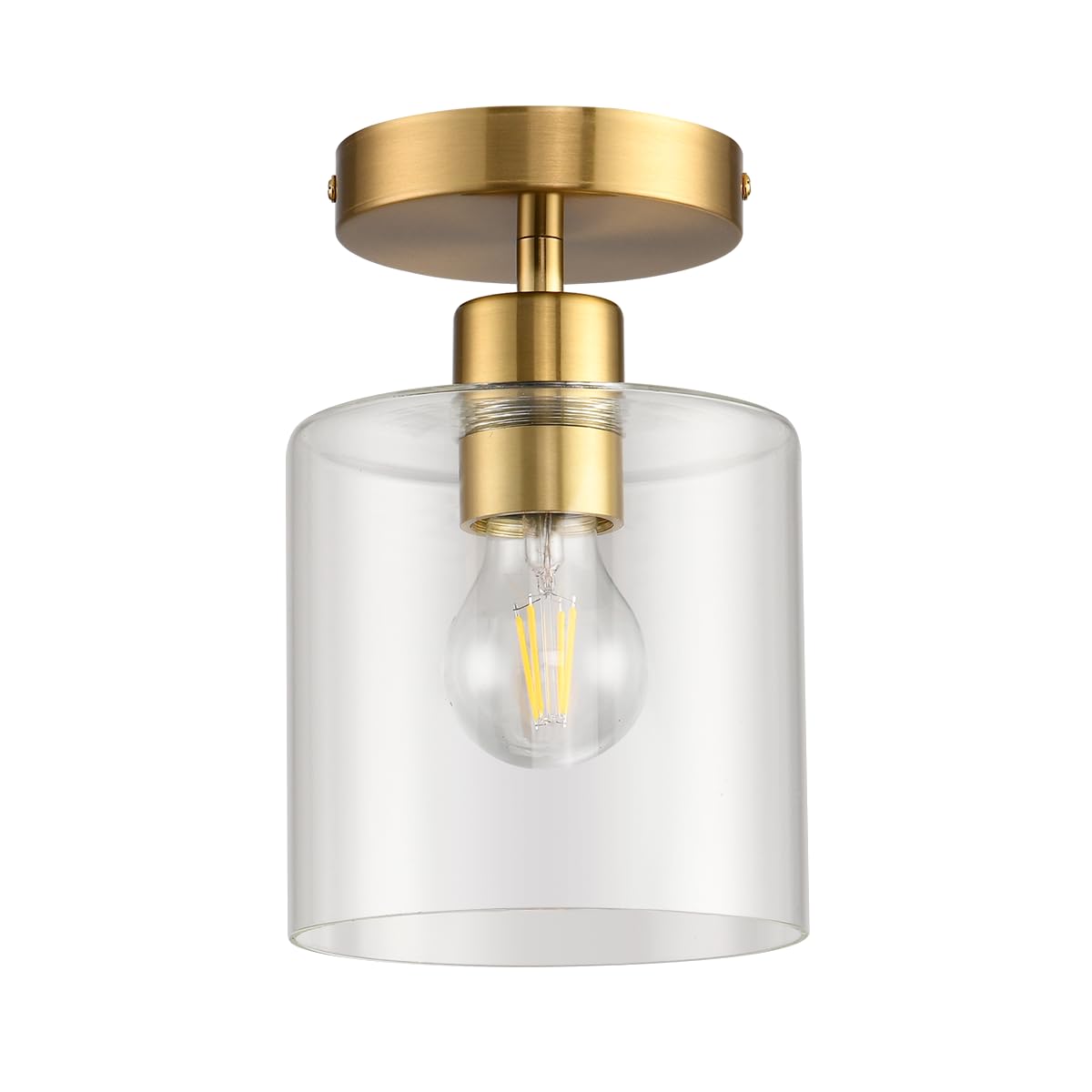 Photo 1 of KLSS Brass Semi Flush Mount Ceiling Light,Modern Ceiling Light Fixture for Closet Hallway Entryway,Gold Hallway Light Fixture Ceiling Matte Brass Finish.
