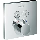 hansgrohe ShowerSelect Modern Thermostatic Shower Valve Trim with Temperature Control and Diverter in Chrome, 15763001