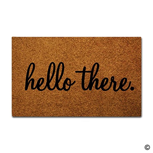 MsMr Door Mat Entrance Floor Mat Hello There Designed Funny Indoor Outdoor Doormat Non-woven Fabric Top 23.6"X15.7"