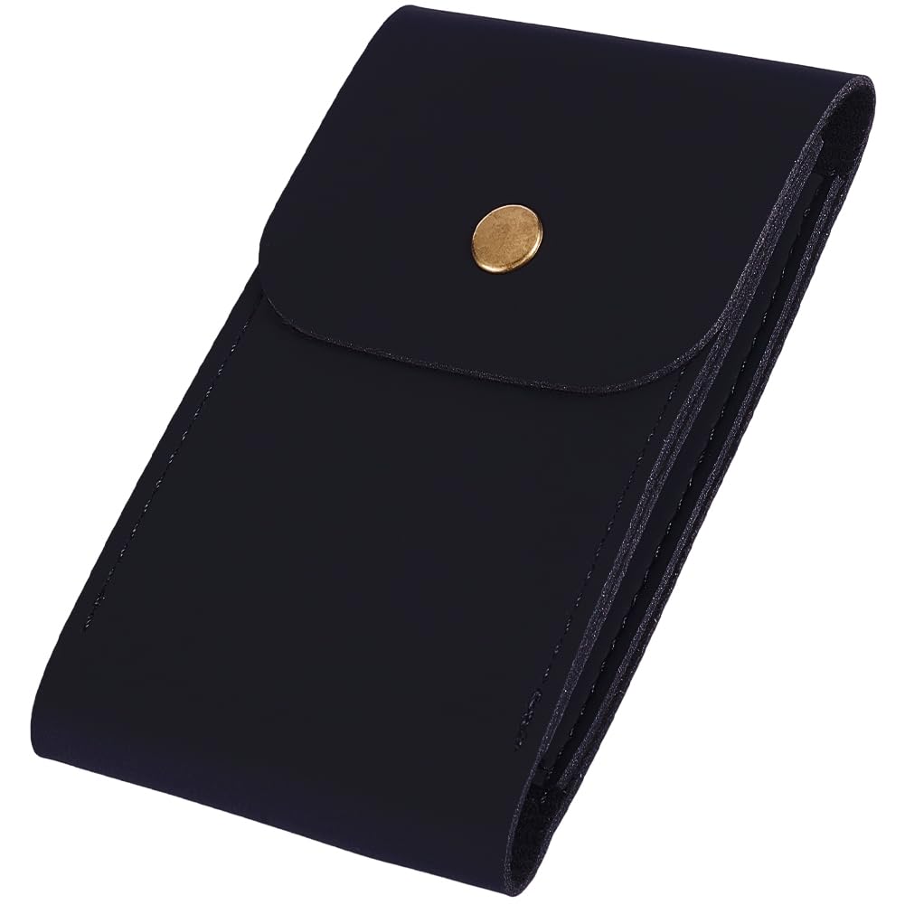 CALFOVERA Single Deck PU Leather Playing Card Holder Black Leather Playing Card Case Box Pouch Multipurpose Compatible Wallet with Snap Button for Poker Bridge Board Games Travel Accessory — image 1