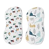 Muslin Burp Cloths Baby Burping Bibs 100% Organic Cotton 2-Pack Large 6 Layers Thick Soft Absorbent Cloth Spit Up Dribble Towels Rags for Newborns & Babies Shower Gift by ShoppeWatch BB22