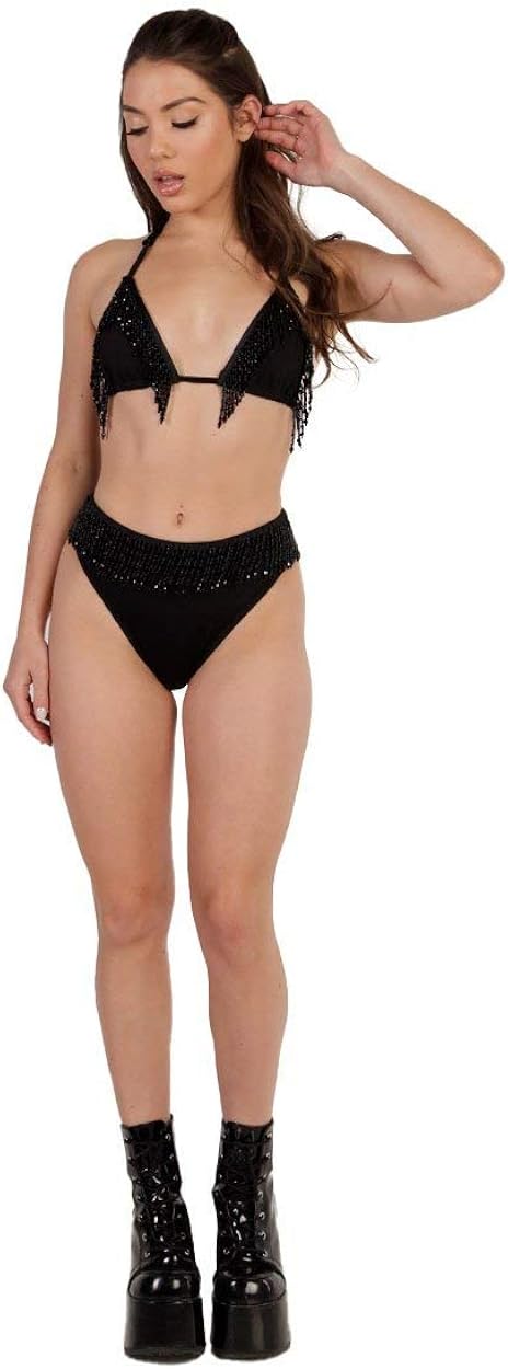 iHeartRaves Women's High Waisted Fringe Skirt Booty Shorts Tassel Skort: Clothing