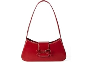 AMSZKE Shoulder Bag for Women, Hobo Handbags Trendy Y2K Purses Patent Leather Clutch Bag Cute Bow Purse
