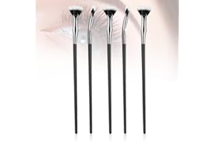 ZITOUR Folding Angle Scalloped Lash Brush, 2024 Upgrade Mascara Fan Brush Angled Fan Shaped Eyelash Brush without Clumps, Soft Brush Bristles Lengthened lashes Eyebrow Brush Makeup Tool (5PCS)