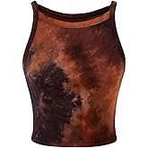 RoseSeek Women's Tie Dye Crop Camisole Tops Fitted Sleeveless Tank Top Summer Clothes
