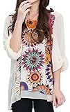 Vonfon Women Floral Print Loose Plus Size Back Pleated Chiffon Blouse Tops X-Large, Apricot