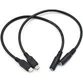 Hxchen 2Pcs Micro 5Pin Male to 3.5mm Female AUX Audio Cable Cord for Headset Adapter Active Clip Mic Microphone (Micro 5P Male to 3.5mm Female)