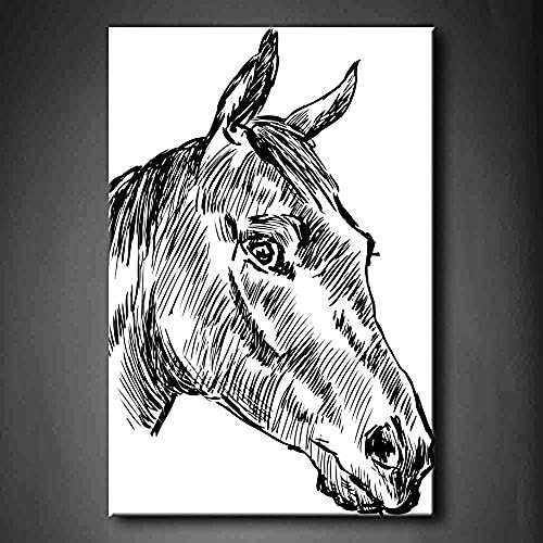 Fitting You Canvas Black And White A Head Of Horse In White Background Wall Art Painting Pictures Print On Canvas Animal Picture