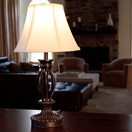 Light Accents, Iron Table Lamp - 18.5 Inches Height, Traditional Iron Scrollwork Table Lamp for Bedrooms, Table Lamps for Living Room, Bronze