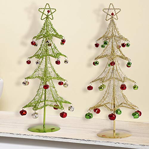 AUTOARK Metal Wire Christmas Tree with Colourful Bells Ornaments,15.4'',Gold,ACT-005Y - Thumbnail 3