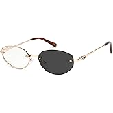 KENBO Trendy Y2k Oval Sunglasses Womens Mens, Retro Narrow Chic Thin Skinny Sunnies