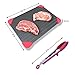 Defrosting Tray - Large Size with Red Silicone Border and Bonus Kitchen Tong, Rapid Thaw Frozen Foods or Meat - Thawing Fast and Safe with No Electricity or Hot Water