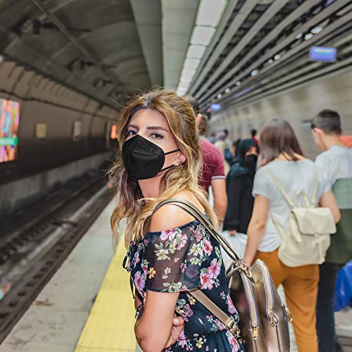 KN95 Black Face Masks 20pcs 5-Layer Cup Dust Masks Filtration Efficiency ≥95% Individually Packaged PM2.5 Particulate Respirators Breathable Face Mask