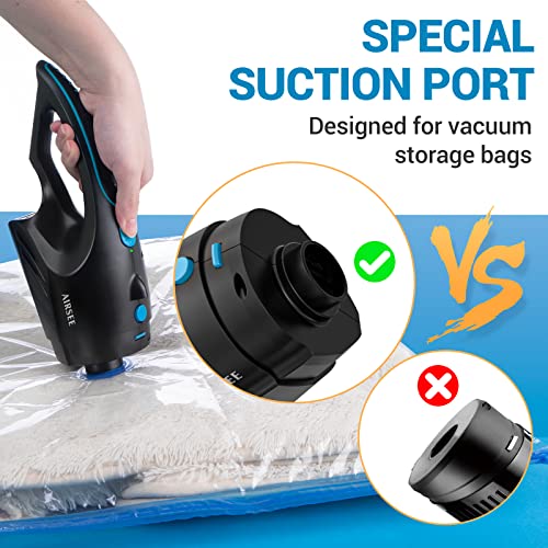 AIRSEE Handheld Vacuum Cordless,14000PA Rechargeable Hand Vacuum with 2