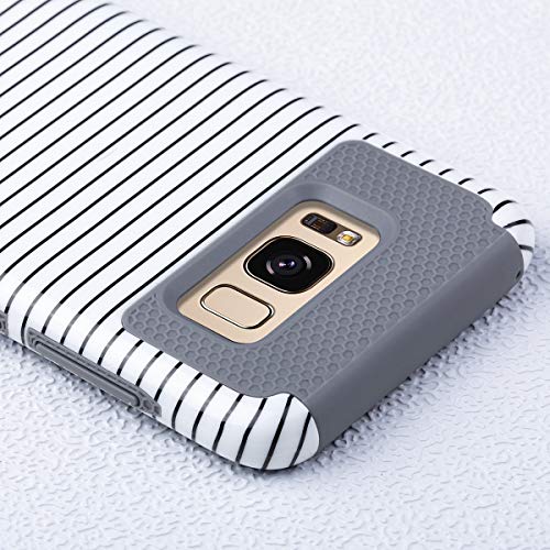 ULAK Galaxy S8 Case, Hybrid Slim Stylish Protective Case 2-Piece Dual Layer Style Hard Cover for Samsung Galaxy S8 2017 (Minimal Mint Stripes+Grey) Will not Fit S8 Plus