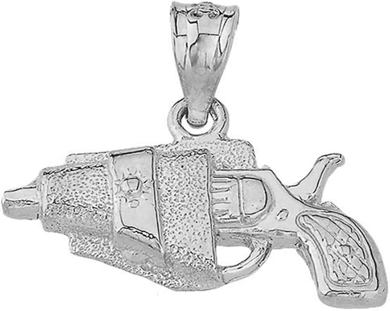 Solid 925 Sterling Silver Revolver Pistol Gun in Holster